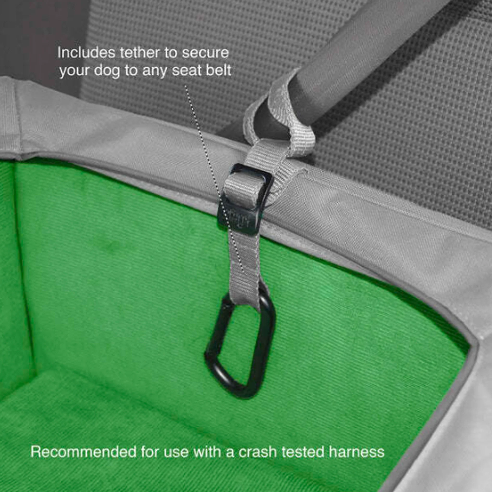 Kurgo Skybox Rear Booster Seat Grey & Green Dog Travel - Image 4