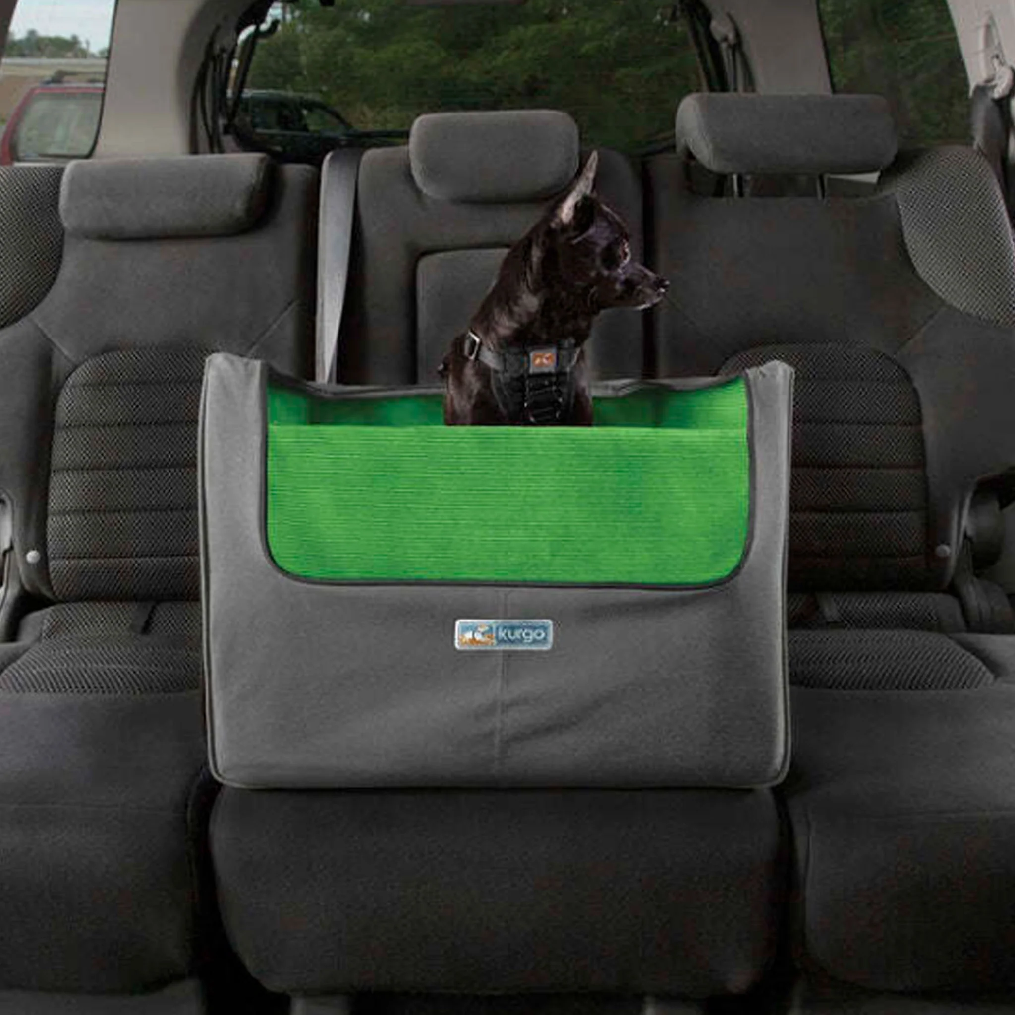 Kurgo Skybox Rear Booster Seat Grey & Green Dog Travel - Image 5