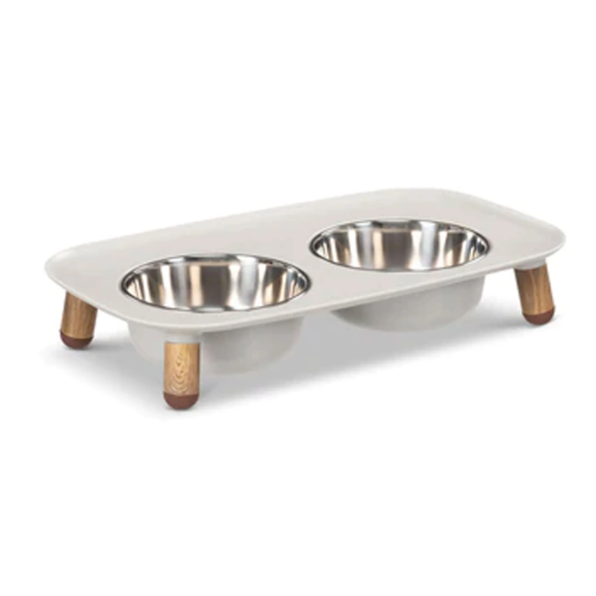 Messy Mutts Elevated Feeder Grey/Wood Dog Bowls - Image 4