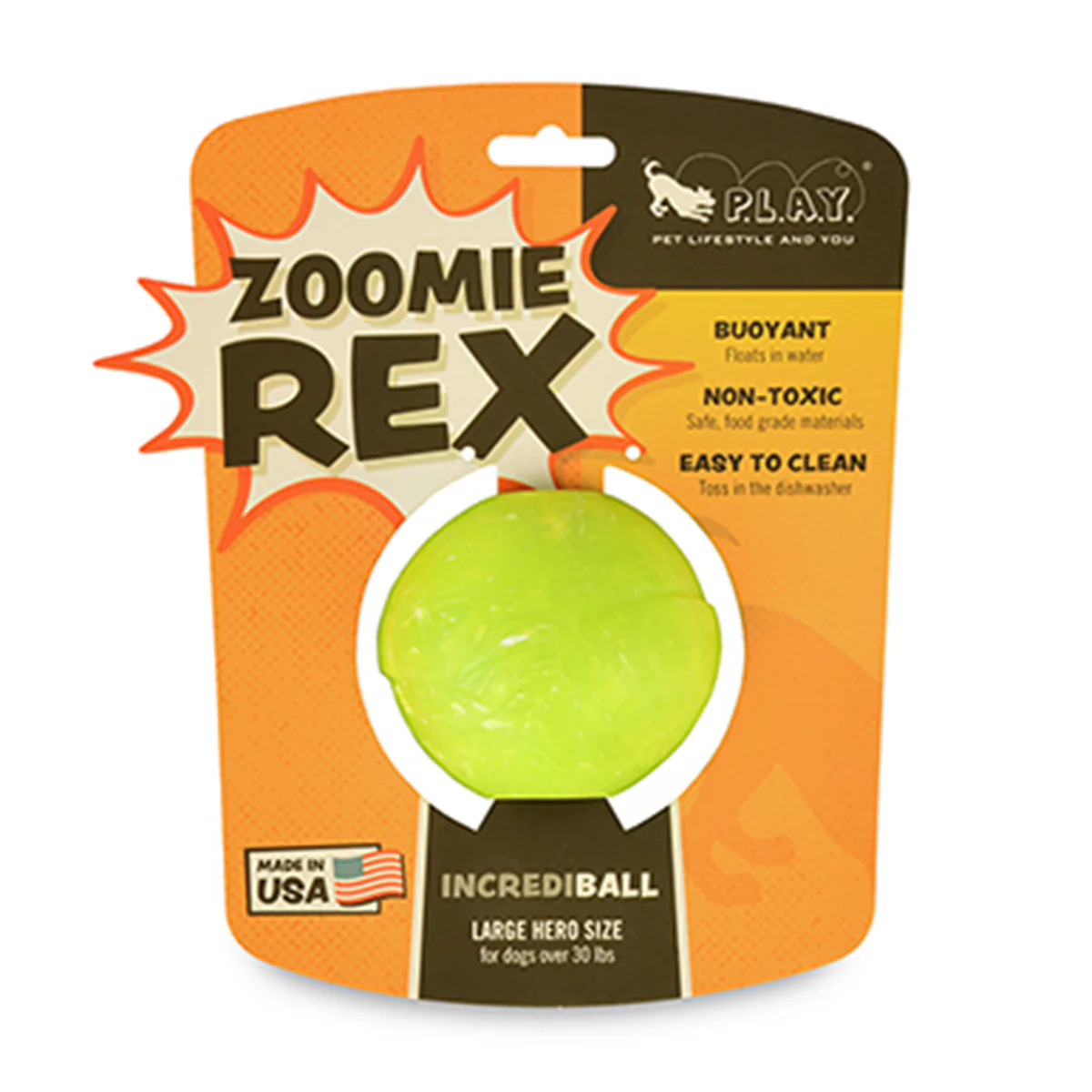 P.L.A.Y. ZoomieRex Ball Dog Toy - Green - Image 3